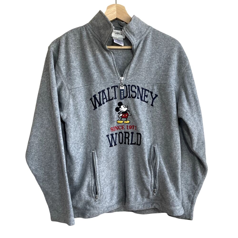 Walt Disney World gray quarter zip pullover sweater mickey mouse women's size XL